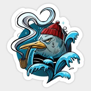 Seagull Sailor Illustration Sticker